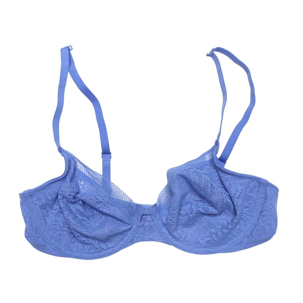Soma Unlined Balconette Bra with Stretch Lace cornflower blue sz 34B